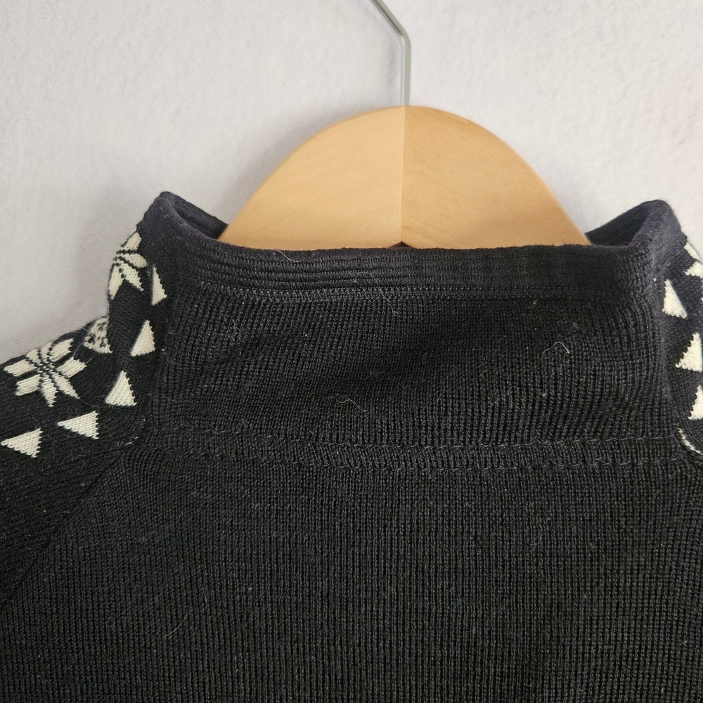 Dale of Norway Wool Quarter Zip Sweater Black Cream Snowflake Nordic Mens Large - Picture 11 of 13